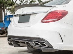 Mercedes C Serisi W205 Psm Spoyler, 2015+ Piano Black Parlak Siyah, Arka Bagaj Üstü Geniş Çıta
